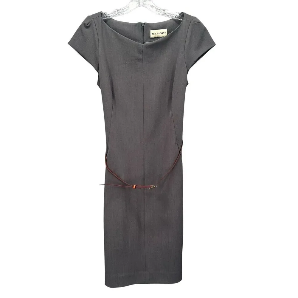 MM LaFleur The Nisa Dress Size 10 Gray Pencil Sheath Knee Length Capsule‎ Career